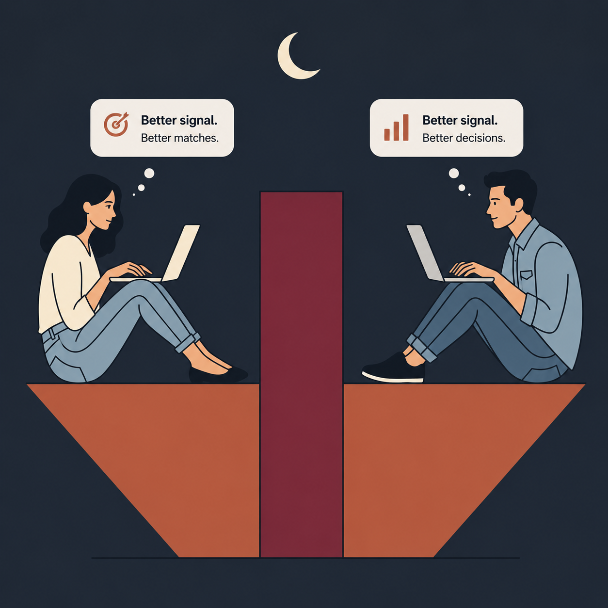 A visual representing fewer, clearer signals over endless noisy browsing.